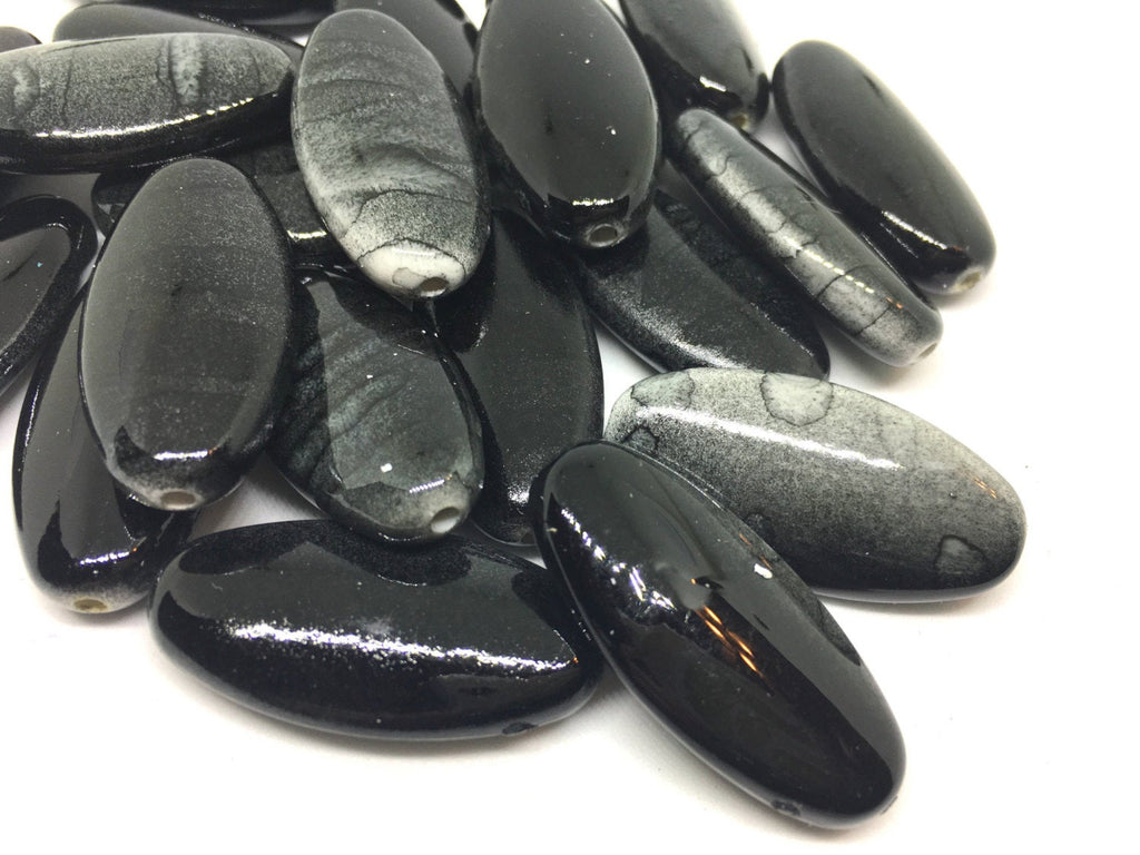Black Water Mermaid 35mm Bead - Oval Nugget Bead - Bangle or Jewelry Making, bangle beads, mermaid jewelry, black beads, water beads
