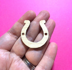 1.5 Inch Two Hole wood Horseshoes, wire bangle bracelets and jewelry making, horse shoe charm, horse jewelry, lucky horseshoe