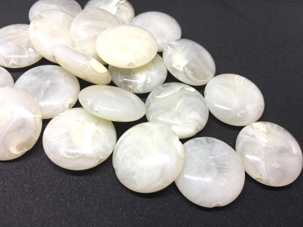 Cream Beads, The Eclipse Collection, 23mm Beads, circular acrylic beads, bracelet necklace earrings, jewelry making, bangle