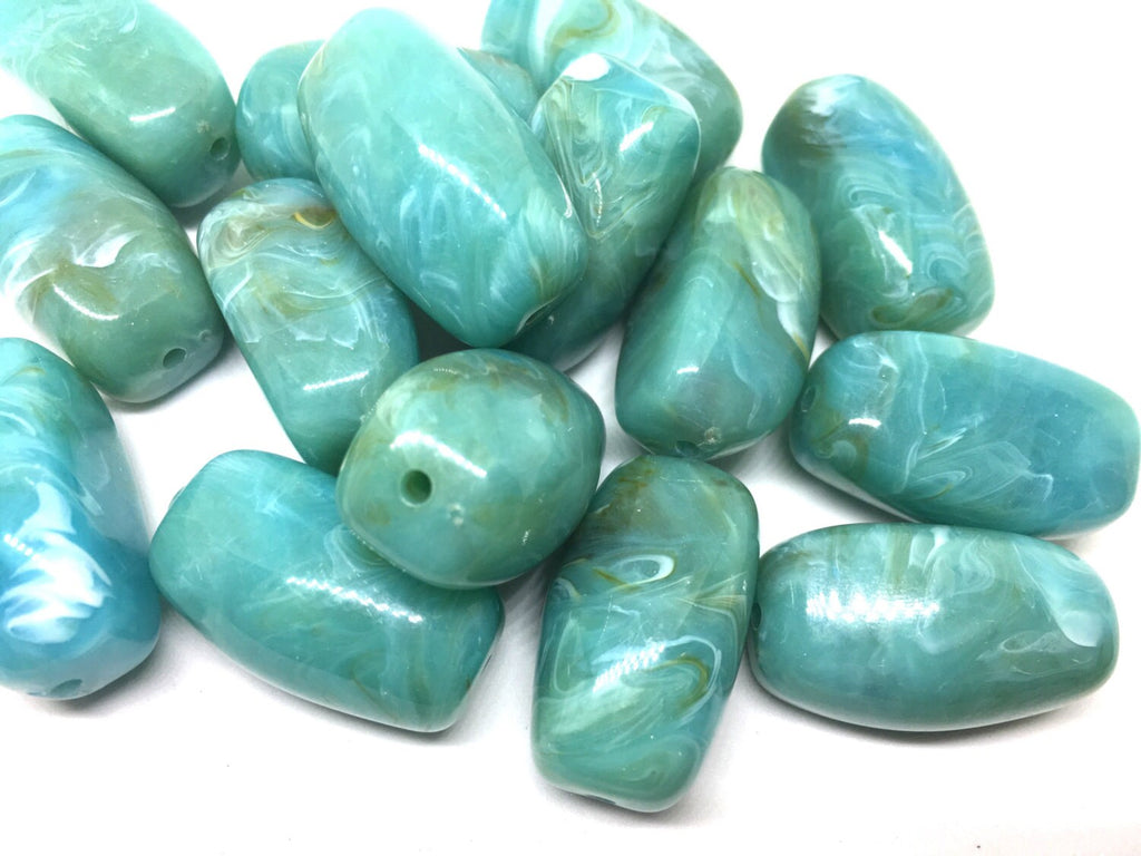 Green Beads, Seafoam, 32mm rectangle Gemstone Beads, The Treasure Collection, acrylic beads, craft supplies, wire bangle jewelry making