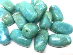 Green Beads, Seafoam, 32mm rectangle Gemstone Beads, The Treasure Collection, acrylic beads, craft supplies, wire bangle jewelry making