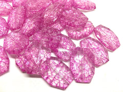 Hot Pink Cracked Window Bead, Clear Faceted 35mm acrylic beads, chunky statement necklace, wire bangle, jewelry making magenta hot pink