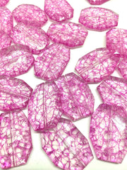 Hot Pink Cracked Window Bead, Clear Faceted 35mm acrylic beads, chunky statement necklace, wire bangle, jewelry making magenta hot pink