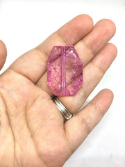 Hot Pink Cracked Window Bead, Clear Faceted 35mm acrylic beads, chunky statement necklace, wire bangle, jewelry making magenta hot pink