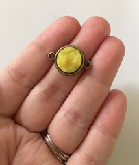 Honey Butter Druzy Beads with 2 Holes, Faux Druzy Connector Beads, yellow druzy, druzy bracelet, druzy bangle, yellow bracelet, yellow, gold