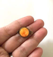 Clementine Orange Druzy Beads with 2 Holes, Faux Druzy Connector Beads, orange druzy, druzy bracelet, druzy bangle, orange bracelet, gold