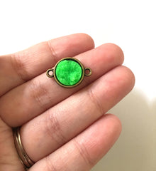 Neon Green Druzy Beads with 2 Holes, Faux Druzy Connector Beads, green druzy, druzy bracelet, druzy bangle, green bracelet, gold