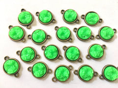 Neon Green Druzy Beads with 2 Holes, Faux Druzy Connector Beads, green druzy, druzy bracelet, druzy bangle, green bracelet, gold
