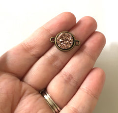Rosegold Druzy Beads with 2 Holes, Faux Druzy Connector Beads, rosegold druzy, druzy bracelet, druzy bangle, rosegold bracelet, gold