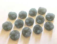 12mm Druzy Cabochons, Gray, jewelry making kit, earring set, diy jewelry, druzy studs, 12mm Druzy, cabochon, stud earrings
