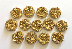 12mm Druzy Cabochons, Gold, jewelry making kit, earring set, diy jewelry, druzy studs, 12mm Druzy, cabochon, stud earrings
