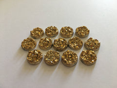 12mm Druzy Cabochons, Gold, jewelry making kit, earring set, diy jewelry, druzy studs, 12mm Druzy, cabochon, stud earrings