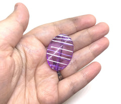 Purple Oval Beads painted with white stripes, 36mm bangle, statement necklace, purple beads, bangle beads, purple white beads, violet