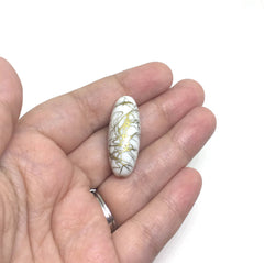 White & Gold 33mm Tube Beads, white tube beads, white gold jewelry, painted beads, long skinny tube beads, white and gold necklace, paint
