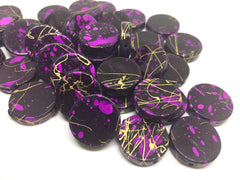 Gold Purple Black Beads, painted Beads, 20mm Beads, circular acrylic beads, bracelet necklace earrings, jewelry making, bangle beads, black