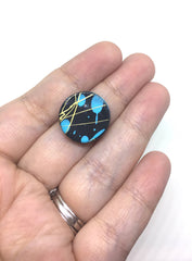 Gold blue Black Beads, painted Beads, 20mm Beads, circular acrylic beads, bracelet necklace earrings, jewelry making, bangle beads, black