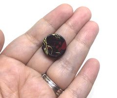 Maroon Black Gold Beads, painted Beads, 20mm Beads, circular acrylic beads, bracelet necklace earrings, red jewelry making, bangle beads