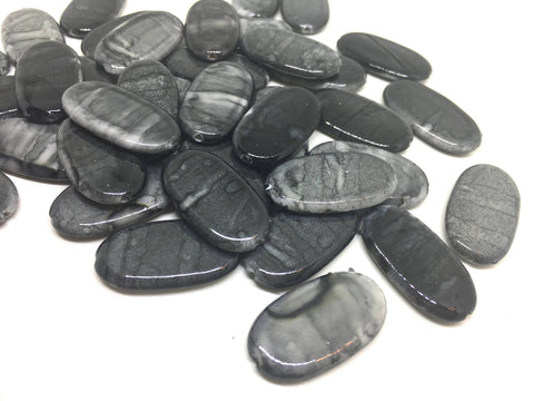 Black Watercolor Beads, Surf Collection, 30mm Beads, Rectangle Beads, Oval Beads, Bangle Beads, Bracelet Beads, necklace beads, black bangle