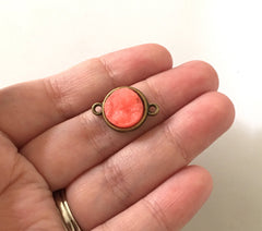 Coral Druzy Beads with 2 Holes, Faux Druzy Connector Beads, brown druzy, druzy bracelet, druzy bangle, coral bracelet, coral jewelry, gold