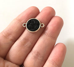 Black Druzy Beads with 2 Holes, Faux Druzy Connector Beads, black druzy, druzy bracelet, druzy bangle, black bracelet, black jewelry, silver