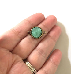 Mint Green Druzy Beads with 2 Holes, Faux Druzy Connector Beads, green druzy, druzy bracelet, druzy bangle, green bracelet, gold