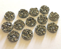 12mm Druzy Cabochons, Sparkle Gray, jewelry making kit, earring set, diy jewelry, druzy studs, 12mm Druzy, cabochon, stud earrings