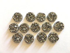 12mm Druzy Cabochons, Sparkle Gray, jewelry making kit, earring set, diy jewelry, druzy studs, 12mm Druzy, cabochon, stud earrings