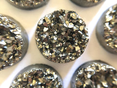 12mm Druzy Cabochons, Sparkle Gray, jewelry making kit, earring set, diy jewelry, druzy studs, 12mm Druzy, cabochon, stud earrings