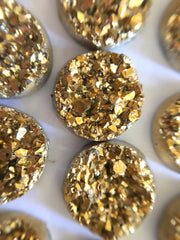 12mm Druzy Cabochons, Gold, jewelry making kit, earring set, diy jewelry, druzy studs, 12mm Druzy, cabochon, stud earrings