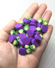 Pineapple Beads, Clay Beads, purple beads, bracelet necklace earrings, jewelry making, clay beads, bangle bead, pineapple decor beads
