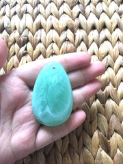 Mint green teardrop Pendants, 57x36mm, acrylic gem pendants, 1 hole pendants, long necklace, wire wrapped pendant, wrapping pendant green