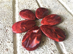 Red Teardrop Pendants, 57x36mm, acrylic gem pendants, 1 hole pendant, long necklace, wire wrapped pendant, wrapping pendant red chain