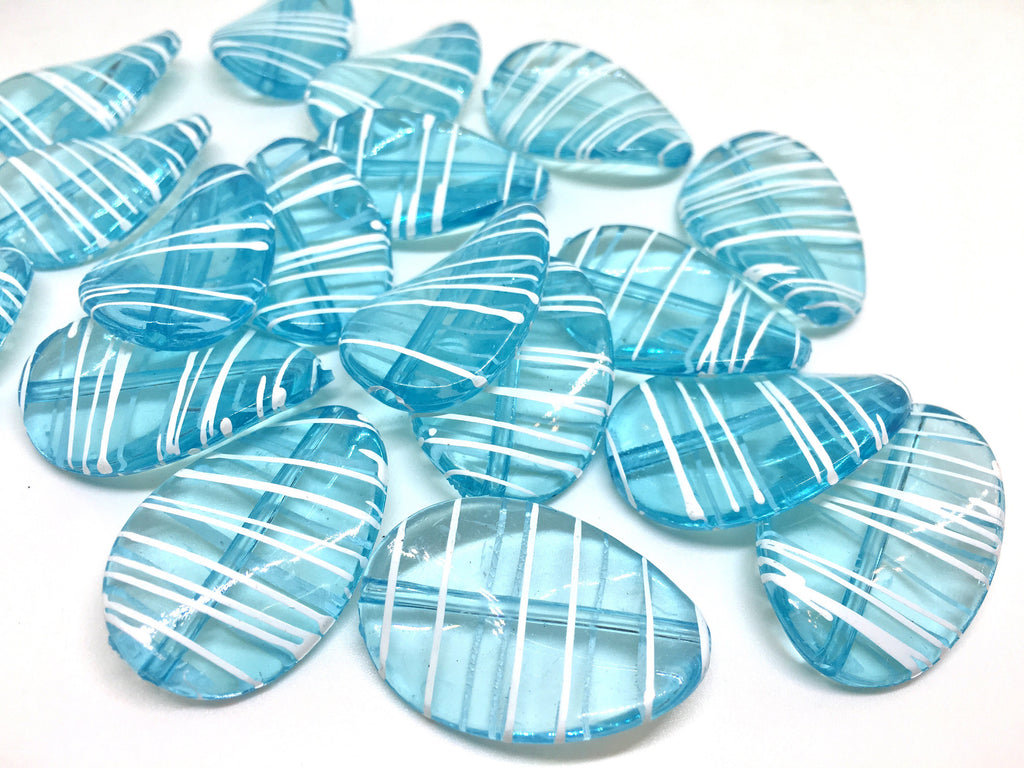Light Blue Oval Beads painted with white stripes, 36mm bangle, statement necklace, blue beads, bangle beads, robins egg beads, blue necklace