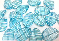 Light Blue Oval Beads painted with white stripes, 36mm bangle, statement necklace, blue beads, bangle beads, robins egg beads, blue necklace