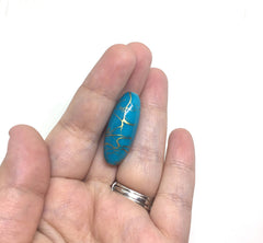 Blue & Gold 33mm Tube Beads, blue tube beads, blue gold jewery, painted beads, long skinny tube beads, blue and gold necklace, painted beads