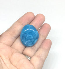 Caribbean Blue 31mm acrylic beads, chunky statement necklace, wire bangle, jewelry making, QUEEN Collection, oval beads, large blue necklace