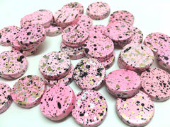 Pink Beads, painted Beads, 20mm Beads, circular acrylic beads, bracelet necklace earrings, jewelry making, bangle beads, pink necklace