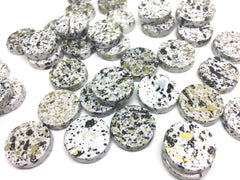 White Black Gold Beads, painted Beads, 20mm Beads, circular acrylic beads, bracelet necklace earrings, jewelry making, bangle beads, white