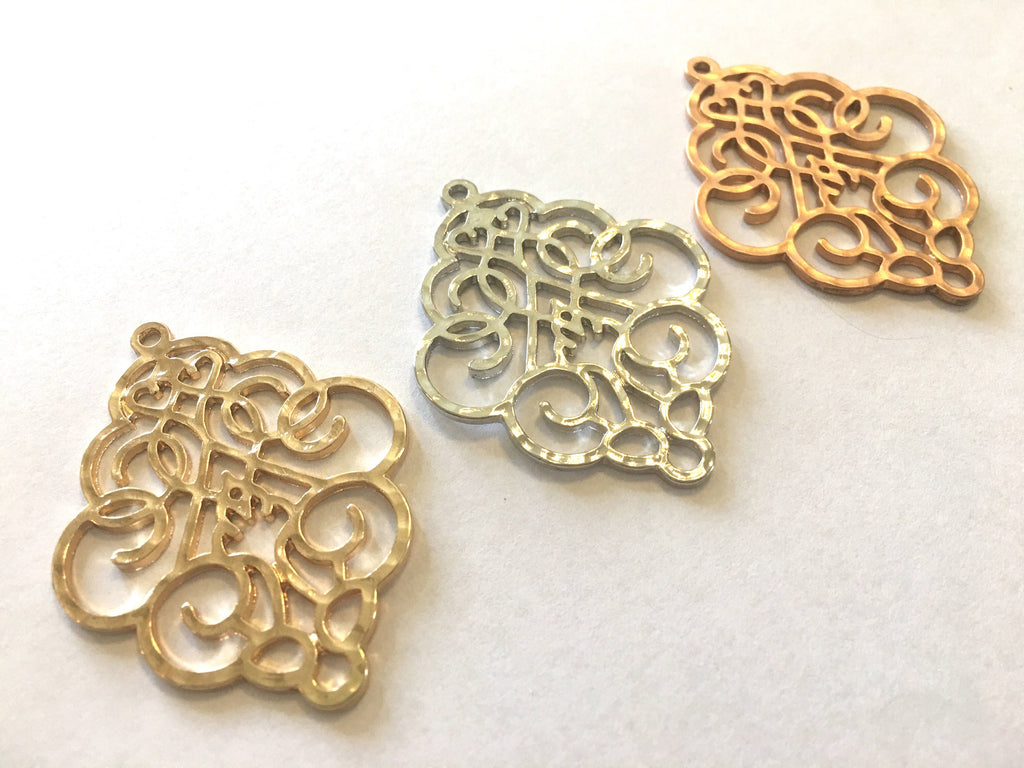 Large Hammered Metal pendants in gold or silver, pendnat necklaces, tassel connector, filigree earrings, gold long necklace, silver tassel