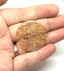 Champagne Dinosaur Egg Clear Faceted 32mm acrylic beads, circular chunky craft supplies for wire bangle or jewelry making tan brown