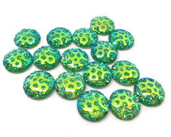 12mm Druzy Cabochons, GREEN polka dots, jewelry making kit, earring set, diy jewelry, druzy studs, 12mm Druzy, cabochon, stud earrings green