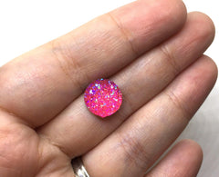 12mm Druzy Cabochons, HOT pink SPARKLE, jewelry making kit, earring set, diy jewelry, druzy studs, 12mm Druzy, cabochon, stud earrings PINK