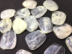 Cream & Clear Large Translucent Beads, Faceted Nugget Bead, crystal bead, 30mm bead, clear beads, translucent beads, bangle beads