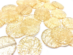 Champagne Dinosaur Egg Clear Faceted 32mm acrylic beads, circular chunky craft supplies for wire bangle or jewelry making tan brown