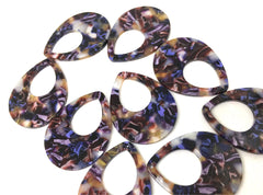 Teardrop shape acrylic 39mm Long Earring or Necklace pendant bead, one hole at top, colorful acrylic blue purple red champagne bead