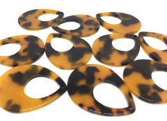 Tortoise Shell Beads, Teardrop shape acrylic 39mm Long Earring or Necklace pendant bead, one hole at top, colorful acrylic tortoise shell