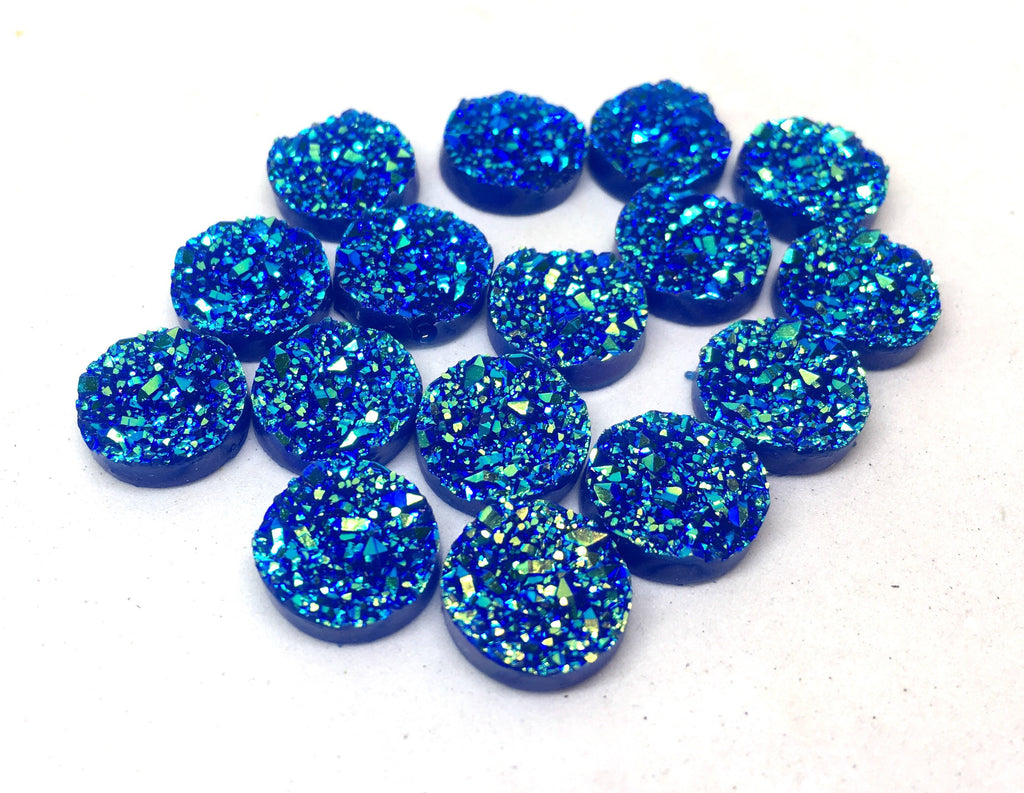 12mm Druzy Cabochons, CANDY BLUE, jewelry making kit, earring set, diy jewelry, druzy studs, 12mm Druzy, cabochon, stud earrings, navy blue