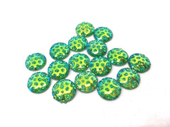 12mm Druzy Cabochons, GREEN polka dots, jewelry making kit, earring set, diy jewelry, druzy studs, 12mm Druzy, cabochon, stud earrings green