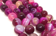 10mm magenta pink striped Agate circle Glass round Beads, jewelry Making beads, Wire Bangles, long necklaces, tassel necklace, pink gems