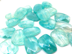 Teal & Clear Large Translucent Beads, Faceted Nugget Bead, crystal bead, 30mm bead, clear beads, translucent beads, bangle beads